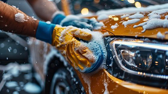 person applying protective film on a black car hood using two scrapers for a smooth finish three step process for protection